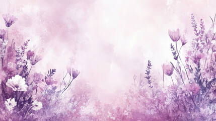 Fototapeta premium field of wildflowers in shades of pink, lavender, and white creates serene and dreamy atmosphere, perfect for backgrounds or artistic projects