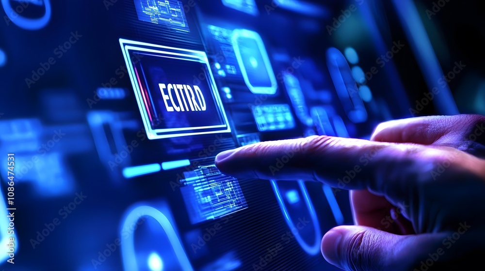 Leinwandbilder user interaction with digital interface online platform graphic content futuristic environment close