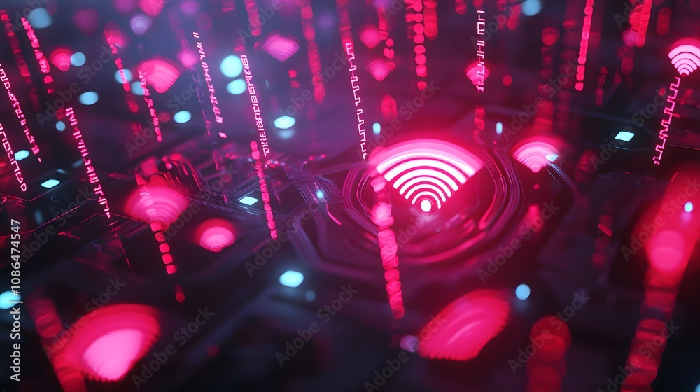 Poster Digital connectivity visualization cyber space abstract art futuristic environment close-up view data transmission concept