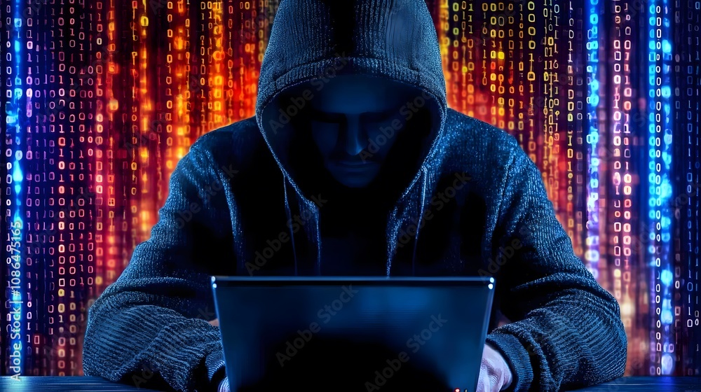 Leinwandbilder cyber intrusion in tech environment dark background digital art urban setting close-up hacking conce