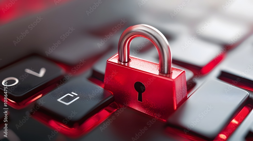 Aufkleber Cybersecurity lockdown digital workspace image high-tech environment close-up view data protection concept