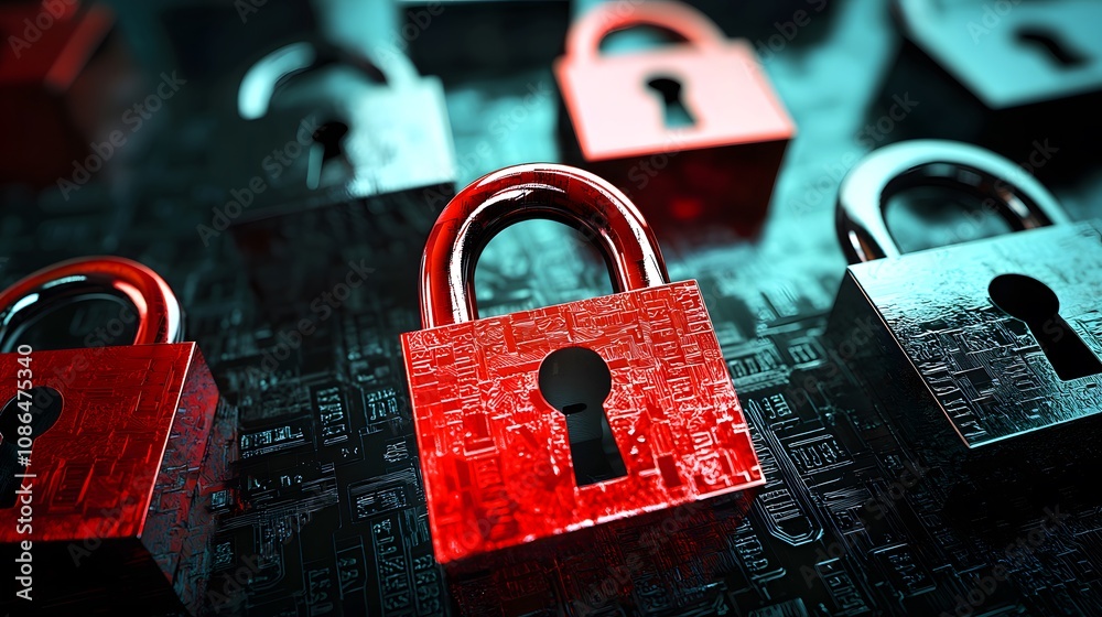 Poster Securing data integrity digital realm graphic design modern environment abstract viewpoint cybersecurity concept