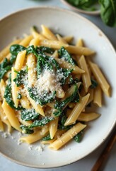 Spinach ricotta pasta dish perfect for food blogs, recipe websites, and culinary presentations - delicious Italian-inspired comfort meal
