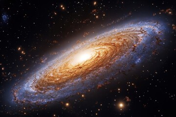 Fototapeta premium A stunning view of a spiral galaxy with bright stars and dust clouds.