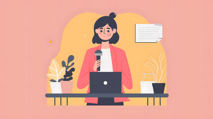 Fototapeta premium Journalist Holding A Press Conference Journalist flat illustration vector