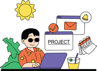 freelancer working on holiday