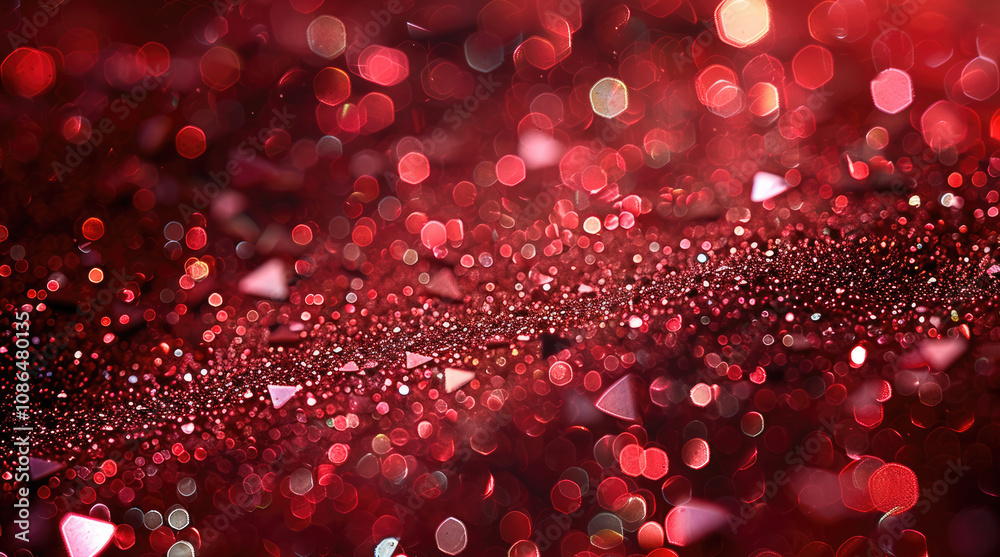 Poster A red background with many sparkling red highlights scattered throughout. vibrant and dynamic, emphasizing the brilliance of the red sparkles.