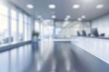 Fototapeta premium Softly Lit Modern Office Interior with Blurred Background