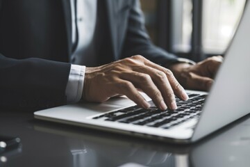 Businessman Surfing the Internet on Laptop