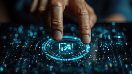 Naklejka premium Virtual Business Start Button - Concept for Technology Innovation
