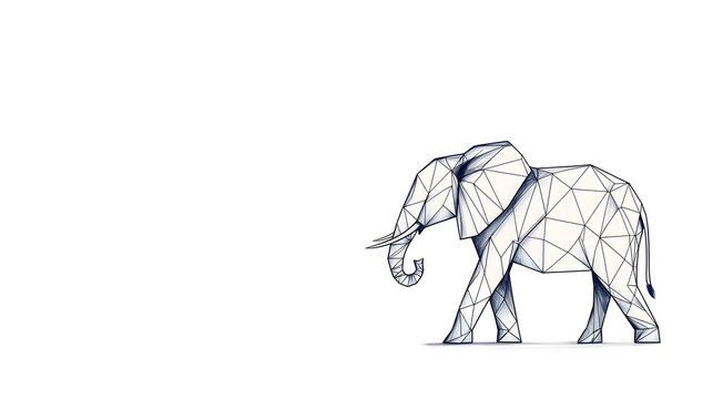 geometric elephant illustration featuring minimalist design with clean lines and white background, evoking sense of elegance and modernity