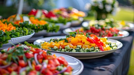 Vibrant Vegetable Salad Display in Summer Setting