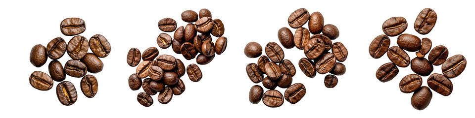 Freshly roasted coffee beans arranged artistically for coffee lovers.