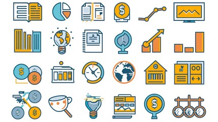 Flat line global market vector illustration