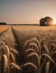 Golden Wheat Field at Sunrise