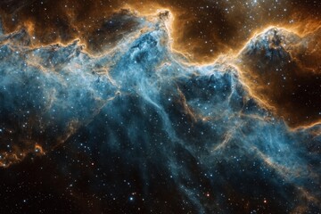 Obraz premium A swirling nebula of gas and dust in the cosmos, glowing with vibrant colors.