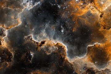 Obraz premium A swirling nebula of orange and grey hues in the vast universe.