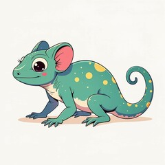 Obraz premium Cute Chameleon with Spikes and Curved Tail