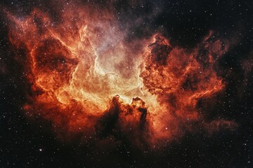 Fototapeta premium A vibrant nebula glows brightly against the backdrop of a dark, starry sky.