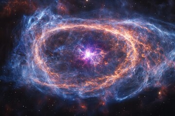 Obraz premium A vibrant nebula with a bright core and swirling gas clouds.