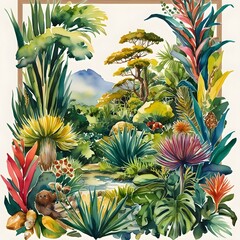 Obraz premium flowers watercolor painting colorfull