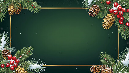 Christmas background with fir branches and cones and has space for texts 