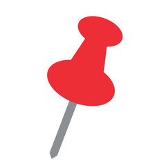 Pushpin icon vector, red color pin, pushpin flat trendy style illustration isolated on white background.