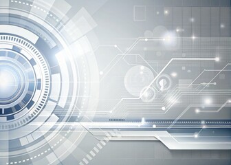 Abstract Grey and White Background with Futuristic Technical Elements, Ideal for Modern Design Projects, Website Banners, and Digital Artwork Featuring High-Tech Aesthetics and Clean Lines