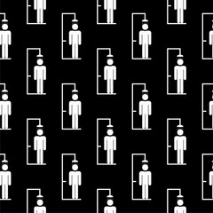Beach shower icon isolated seamless pattern on black background