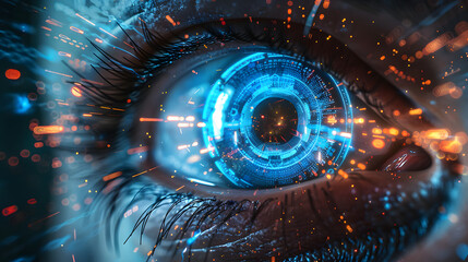 Blue eye cyber circuit future technology concept background