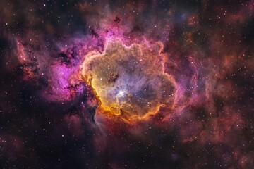 Obraz premium A vibrant nebula with swirling gas and dust, illuminating the vastness of space.