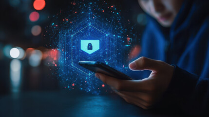 Fototapeta premium Data Protection and Cybersecurity Concept in Digital World