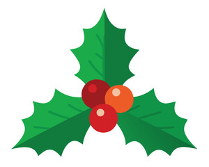 Christmas holly with red berries vector merry christmas leaves