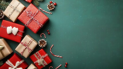 Holiday sale flyer with  Exclusive Christmas Gifts on Sale  banner, red and green theme