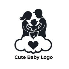 Mother and baby logo vector symbol. Mom hugs her child logo template