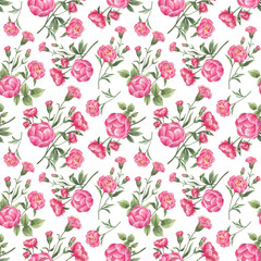 Seamless elegant pink peonies soft floral pattern