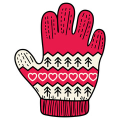 Winter gloves cartoon illustration