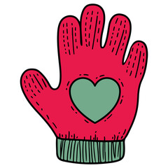 Winter gloves cartoon illustration