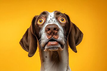 Close-up portrait dog face appears to Funny