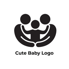 Mother and baby logo vector symbol. Mom hugs her child logo template