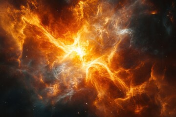 Fototapeta premium Abstract cosmic explosion with fiery red and orange hues.