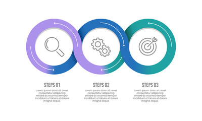 3 Steps Workflow Circle Infographic for Business. Business cycle, Presentation, Plan and Strategy. Vector illustration.