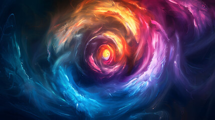 Colorful vortex energy, cosmic spiral waves, multicolor swirls explosion. Abstract futuristic digital background