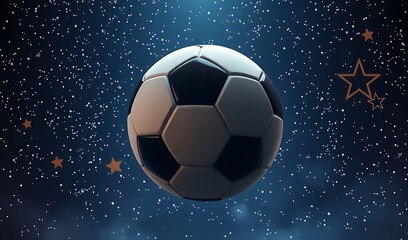 Fototapeta premium Soccer Ball Under a Starry Sky. AI Generated