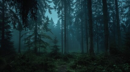 Obraz premium fog in the forest