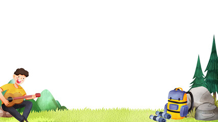 Obraz premium Hand-drawn frame solitude and rest within nature's embrace