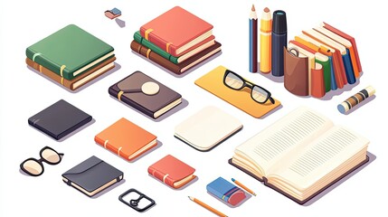 A Collection of Books, Stationary, and Writing Supplies