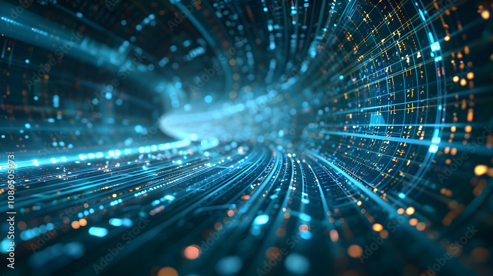 Aufkleber digital cyberspace and data network connections. transfer digital data high-speed internet. technolo