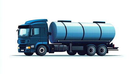 Blue Tanker Truck with Large Cylindrical Tank