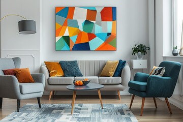 Living room with stylish furniture. Interior design
